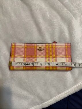 Coach Slim Wallet Garden Plaid Taffy Multi